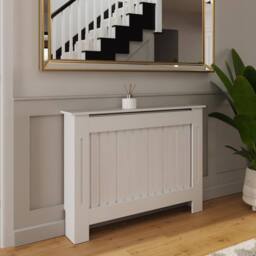 FWStyle Vertical Slat Medium White Radiator Cover (H) 82.3 (W) 112cm (D) 19cm - thumbnail 1