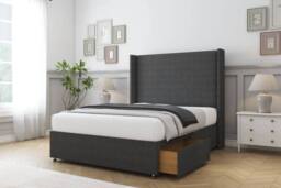 "Comfort Beds Madrid Dumfries Divan Set 2 Drawers-54"" Wingback in Dark Grey - Size: Super King" - thumbnail 2