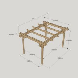 Rutland County Garden Furniture Ltd Double Garden Pergola - Wood - L300 x W300 x H270 cm - Light Green - thumbnail 5