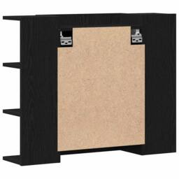 Berkfield Home Mirror Cabinet Black Oak Solid Oak Wood Compact Bathroom Vanity - thumbnail 8