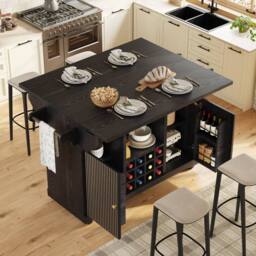 BTM Kitchen Trolley Storage Shelves Wine Rack Rolling Cart Black - thumbnail 3