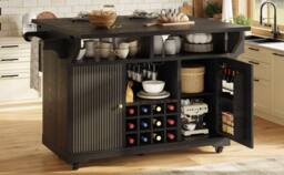 BTM Kitchen Trolley Storage Shelves Wine Rack Rolling Cart Black - thumbnail 6