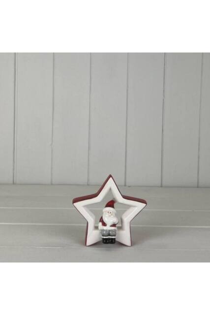 KDMD Small Ceramic Star with Sitting Santa size in White - image 1