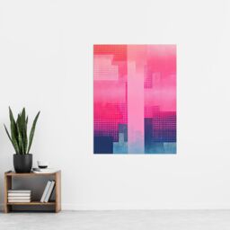 "Artery8 Wall Art Print Abstract Geometric Cityscape Painting Pink Blue Purple Poster - Size: W18"" x H24""" - thumbnail 4