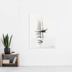 "Artery8 Two Masted Schooner with Dory Winslow Homer Wall Art Poster Print in White - Size: W12"" x H16""" - thumbnail 4