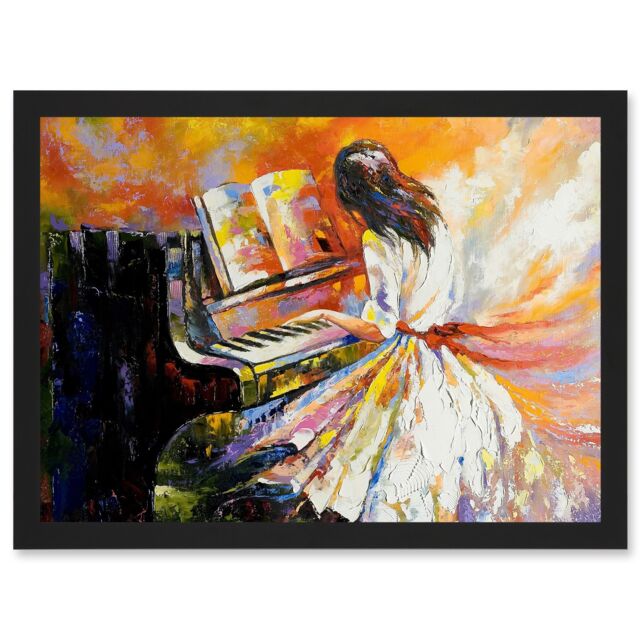 Artery8 Piano Impressionism Music A4 Artwork Framed Wall Art Print in Black - image 1
