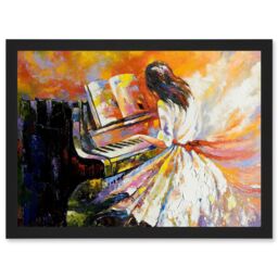 Artery8 Piano Impressionism Music A4 Artwork Framed Wall Art Print in Black - thumbnail 1