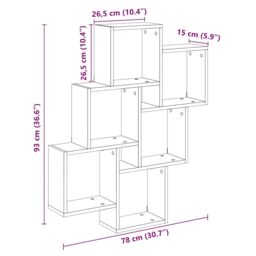 Berkfield Home Wall Cube Shelf Artisan Oak 78x15x93 cm Engineered Wood in Brown - Size: 78 x 15 x 93 cm - thumbnail 9