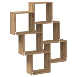 Berkfield Home Wall Cube Shelf Artisan Oak 78x15x93 cm Engineered Wood in Brown - Size: 78 x 15 x 93 cm - thumbnail 6