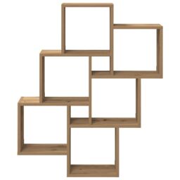Berkfield Home Wall Cube Shelf Artisan Oak 78x15x93 cm Engineered Wood in Brown - Size: 78 x 15 x 93 cm - thumbnail 4