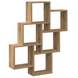 Berkfield Home Wall Cube Shelf Artisan Oak 78x15x93 cm Engineered Wood in Brown - Size: 78 x 15 x 93 cm - thumbnail 2