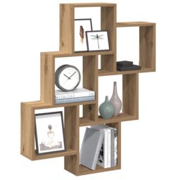 Berkfield Home Wall Cube Shelf Artisan Oak 78x15x93 cm Engineered Wood in Brown - Size: 78 x 15 x 93 cm - thumbnail 1