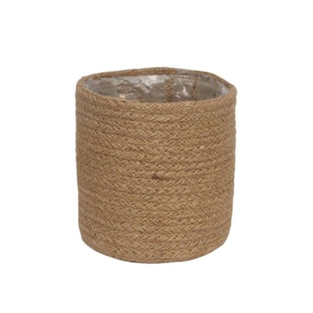 KDMD Natural Jute Braided Rope Round Basket w Liner 14cm - image 1