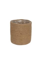 KDMD Natural Jute Braided Rope Round Basket w Liner 14cm - thumbnail 2