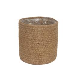 KDMD Natural Jute Braided Rope Round Basket w Liner 14cm - thumbnail 1