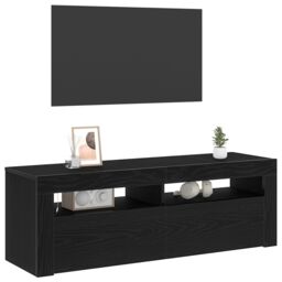 Berkfield Home TV Cabinet with LED Black Oak 120x35x40 cm Engineered Wood - Size: 120 x 35 x 40 cm - thumbnail 3