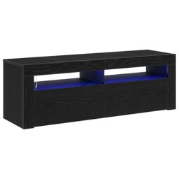 Berkfield Home TV Cabinet with LED Black Oak 120x35x40 cm Engineered Wood - Size: 120 x 35 x 40 cm - thumbnail 5