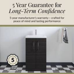 Balterley Bathroom Vanity Basin Unit, Brushed Pewter Handles, 500mm, Wood Black - thumbnail 6