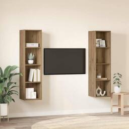 Berkfield Home TV Cabinet 2 pcs Brown 37 x 37 x 142.5 cm Engineered wood - thumbnail 4