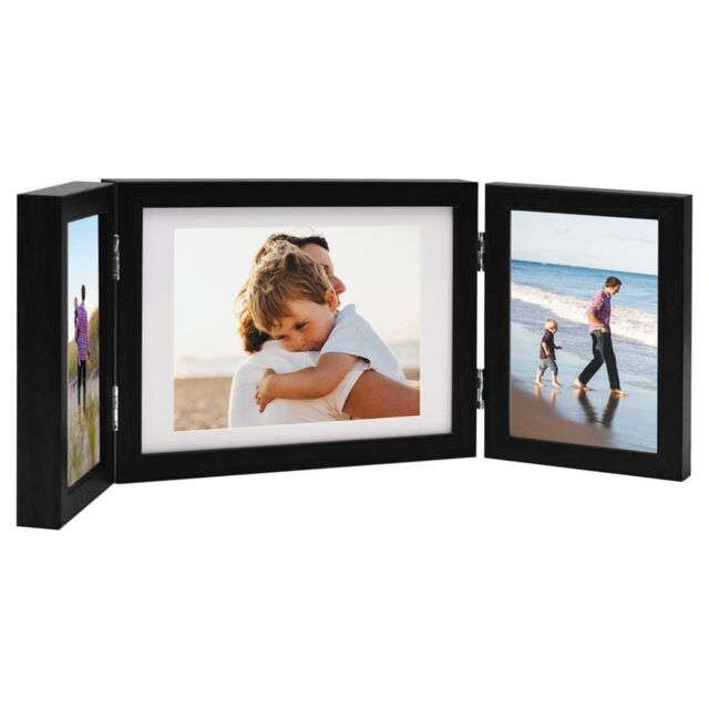 Berkfield Home Trifold Photo Frame Collage Black 22x15 cm+2x - Size: 22x15 cm - image 1