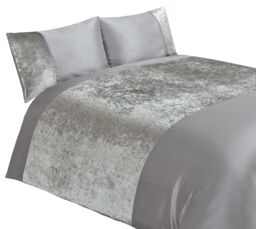 Rapport Home Velvet Plain Polyester Duvet Cover Set with Pillowcase in Silver - Size: King - thumbnail 2