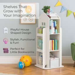 Neo White House Shaped 360° Rotating Kid's Children's Freestanding Bookshelf - thumbnail 3