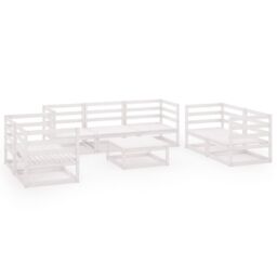 Berkfield Home 8 Piece Garden Lounge Set White Solid Wood Pine - thumbnail 2