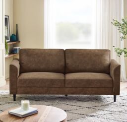 FurnitureboxUK Logan Brown Faux Leather 3 Seater Sofa - thumbnail 2