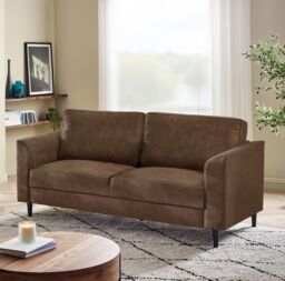 FurnitureboxUK Logan Brown Faux Leather 3 Seater Sofa
