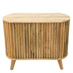 Jaipur Furniture Ltd Slated 2 Door Small Sideboard - Mango Wood - L40 x W95 x H77 cm - Mango Light Finish - Assembly Required in Brown - thumbnail 3