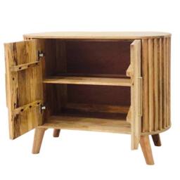 Jaipur Furniture Ltd Slated 2 Door Small Sideboard - Mango Wood - L40 x W95 x H77 cm - Mango Light Finish - Assembly Required in Brown - thumbnail 5