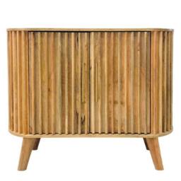 Jaipur Furniture Ltd Slated 2 Door Small Sideboard - Mango Wood - L40 x W95 x H77 cm - Mango Light Finish - Assembly Required in Brown - thumbnail 4