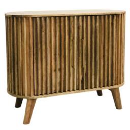 Jaipur Furniture Ltd Slated 2 Door Small Sideboard - Mango Wood - L40 x W95 x H77 cm - Mango Light Finish - Assembly Required in Brown - thumbnail 2