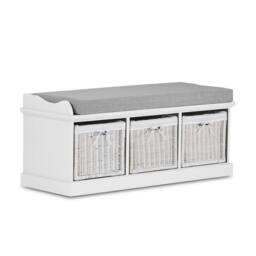 Statement Furniture Tetbury 3 White Wicker Basket & Grey Cushion Hallway Set - thumbnail 5