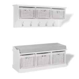Statement Furniture Tetbury 3 White Wicker Basket & Grey Cushion Hallway Set - thumbnail 8
