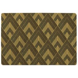 Benjamin Tate Design Black & Gold Striped Triangles Rug in Natural - Size: Large