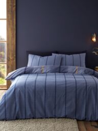 Catherine Lansfield 'Brushed Cotton Melrose Tweed Check' Duvet Cover Set in Blue - Size: Double - thumbnail 2