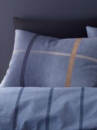 Catherine Lansfield 'Brushed Cotton Melrose Tweed Check' Duvet Cover Set in Blue - Size: Double - thumbnail 3