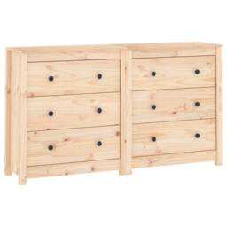Berkfield Home Sideboard 140x35x80 cm Solid Wood Pine in Light Tan - Size: 140 x 35 x 80 cm - thumbnail 3