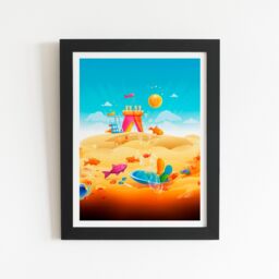 "Warren Reed - Designer Fishes On A Beach Holiday Framed Art Print in Black - Size: W24"" x H36""" - thumbnail 2
