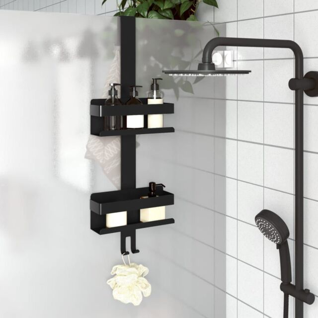 Berkfield Home Hanging Shower Caddy Matt Black Brushed 304 Stainless Steel - image 1