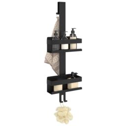 Berkfield Home Hanging Shower Caddy Matt Black Brushed 304 Stainless Steel - thumbnail 3