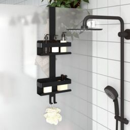Berkfield Home Hanging Shower Caddy Matt Black Brushed 304 Stainless Steel - thumbnail 1