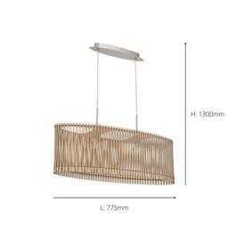 Eglo Sendero Maple Wood Pendant Light in Silver - thumbnail 3