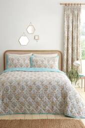 Dreams & Drapes 'Edena Decorative Floral' Quilted Bedspread in Natural - thumbnail 1