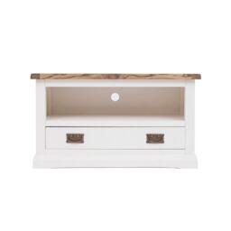 Cabinet Bits Cosenza Off-White 1 Drawer TV Cabinet Brass Drop Handle