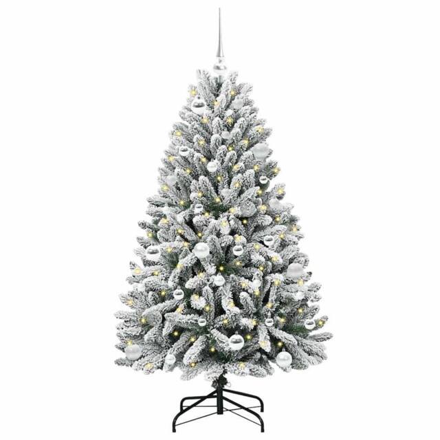 Berkfield Home Elegant Artificial Christmas Tree Green & White 150 cm PVC & Metal - image 1