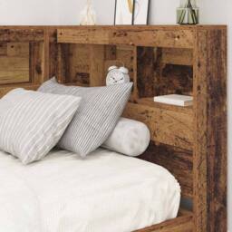 Berkfield Home Storage Headboard with Shelf with Headboard with Storage Old wood in Brown - thumbnail 4