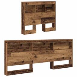 Berkfield Home Storage Headboard with Shelf with Headboard with Storage Old wood in Brown - thumbnail 5