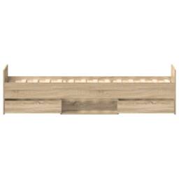 Berkfield Home Durable Bed Frame with Headboard & Footboard Sonoma Oak 100x200 cm in Light Oak - thumbnail 7